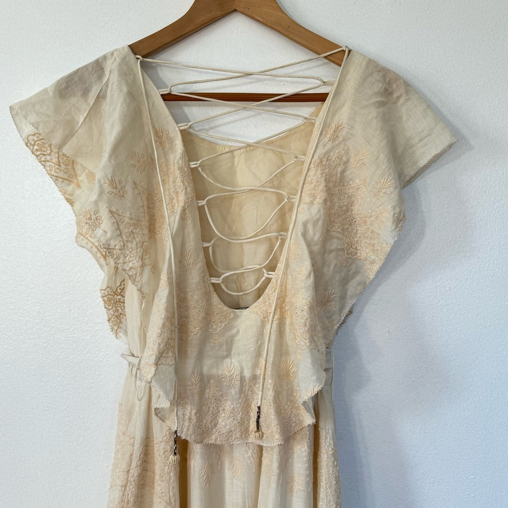 Love Sam Tallulah Silk-Blend Embroidered Ivory Maxi Dress Sz S - Picture 9 of 16
